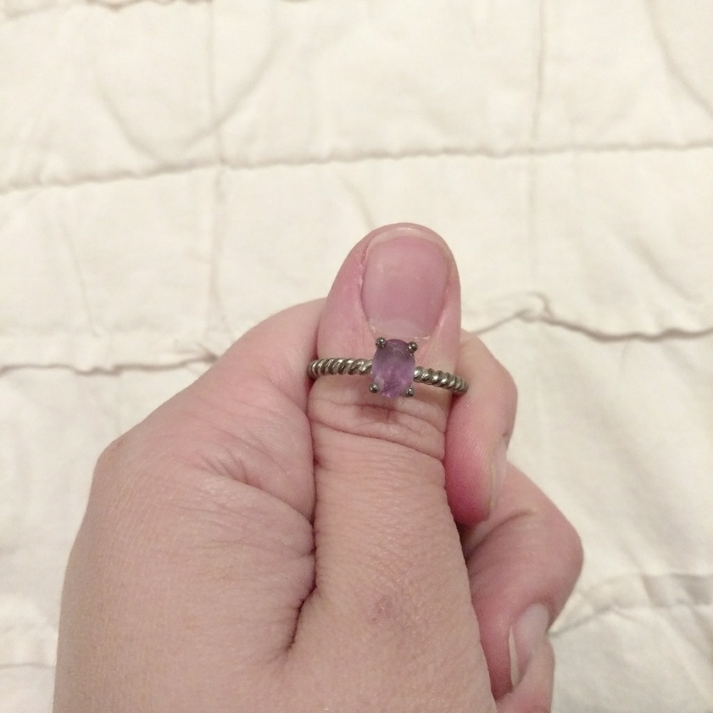 Amethyst ring, sterling silver band